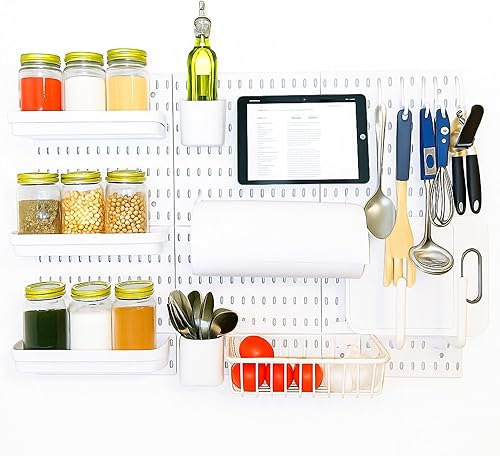 Organizador modular de tablero de clavijas de cocina montado en la pared, juego de lujo
