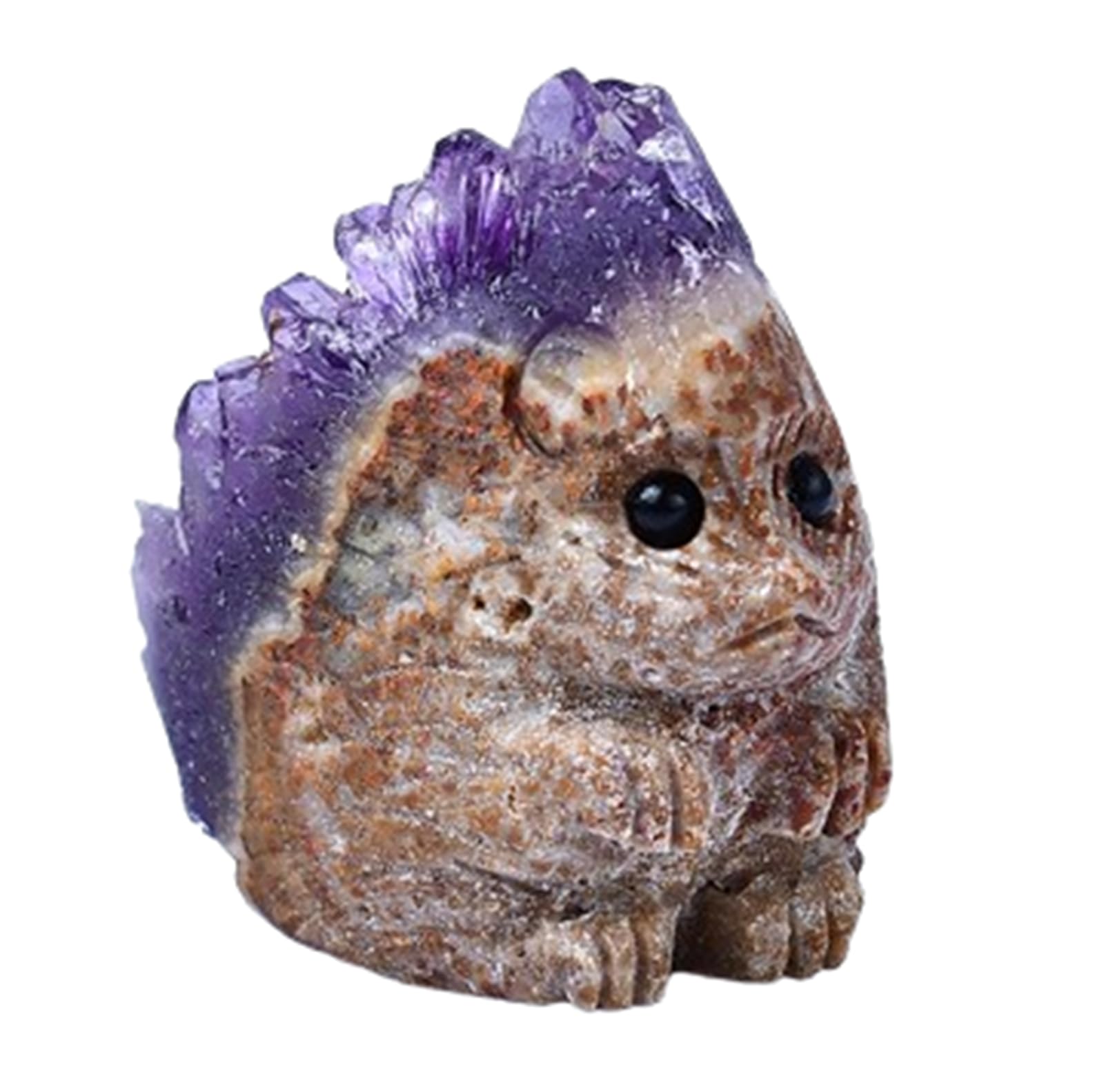 AUOQKQUT Amethyst Cluster Raw Stone,Hand Carved Crystals Animal Hedgehog Carving for or Home Decor, Gift for Crystal Lovers
