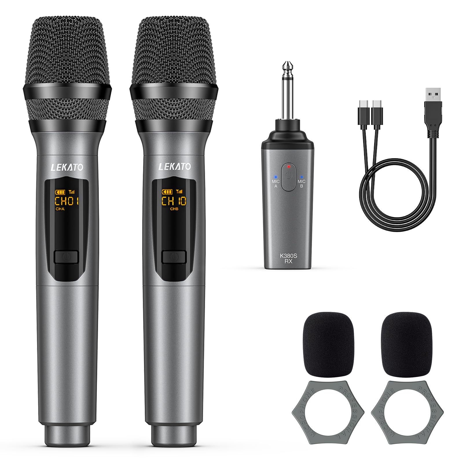 Amazon.co.jp: LEKATO K380Sワイヤレスマイク 充電式ダイナミック 
