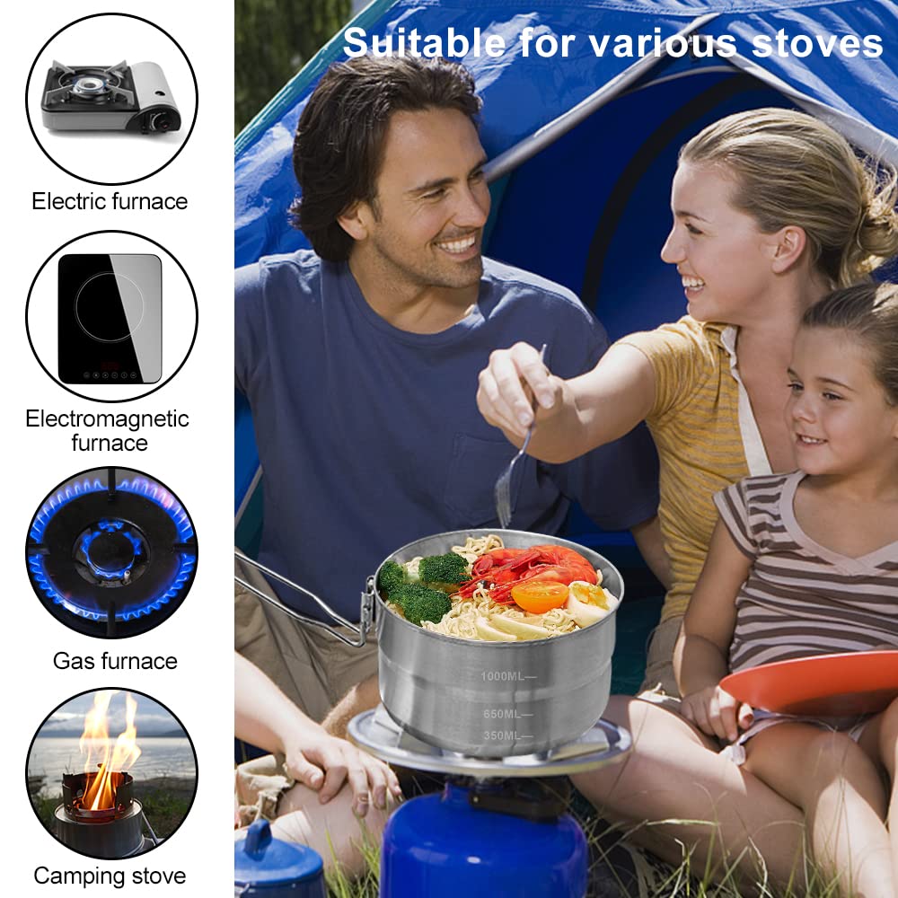 Pentola Da Campeggio Acciaio Inox 1.5L BNGXR - Con Coperchio E Maniglia Pieghevole, Per Escursionismo - Foto 10