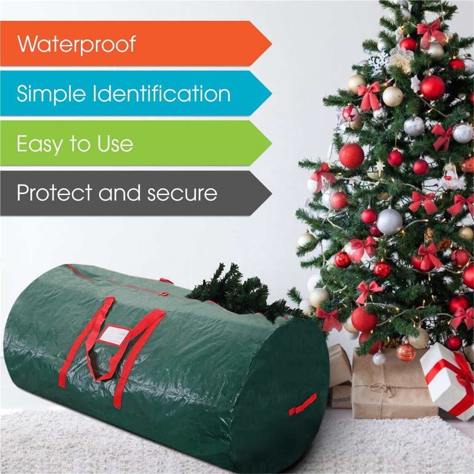 Aufbewahrungstasche für künstlicher Tragbare Weihnachtsbaum-Aufbewahrungstasche. Weihnachts-Aufbewahrungstasche Mit Griffen Und Glattem Reißverschluss Weihnachtsbaum Tasche(White)