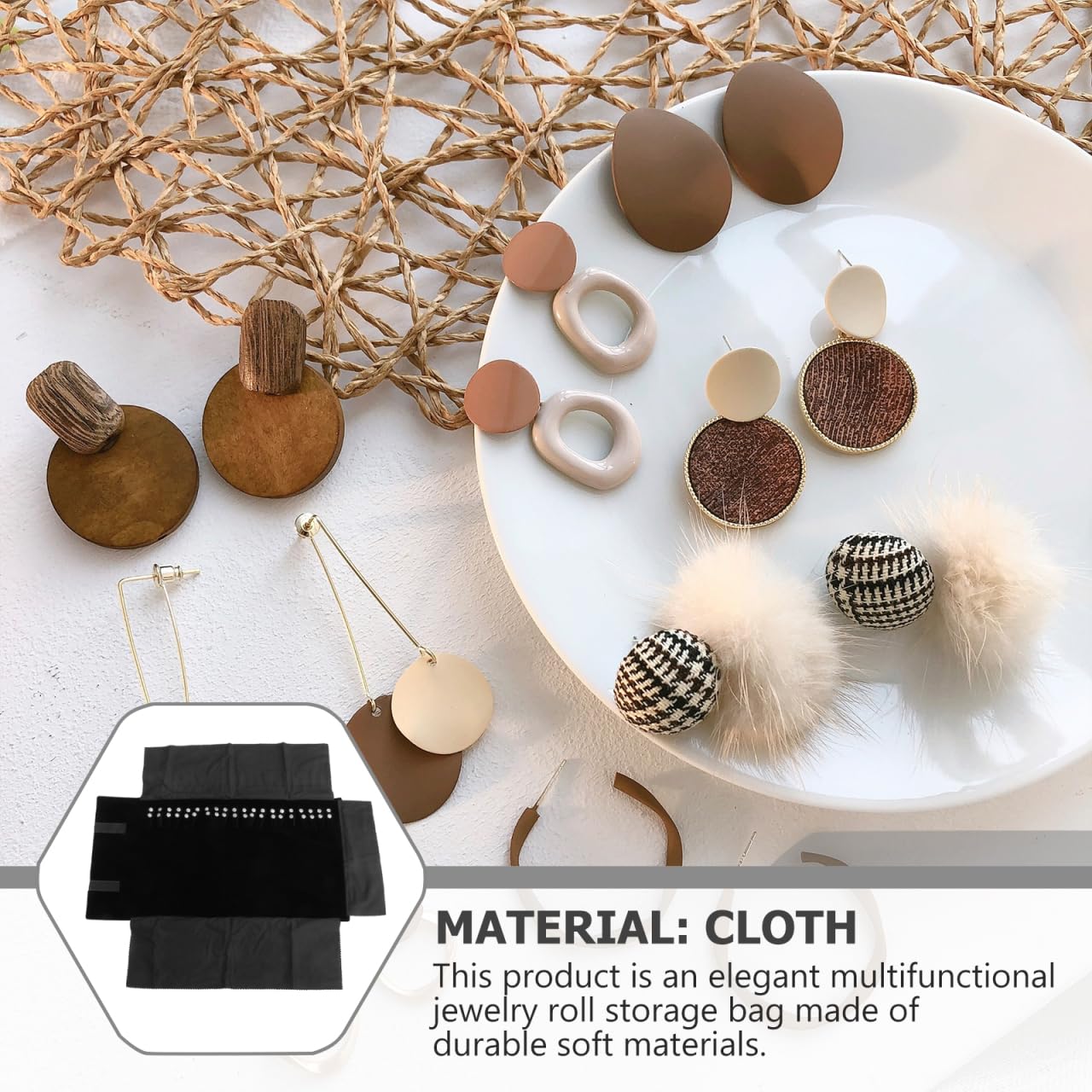 Cabilock Bolsa de Rollo de Joyería Organizador de Joyas para Collares y Pulseras para y Protección de Premium Negro