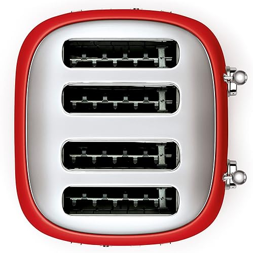 Miniatura 4 de Smeg - Tostador retro estético estilo años 50 de 4 rebanadas con 6 ajustes preestablecidos, ranuras extra anchas, rojo TSF03RDUS Rojo -,Negro -,Azul