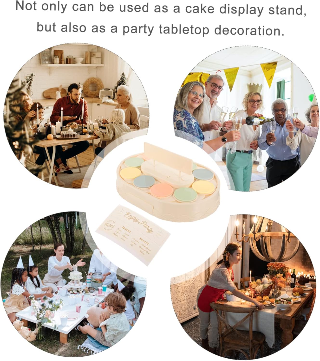 ABOOFAN Automatic Rotating Dessert Display Stand Multi-Function Cupcake and Sushi Holder for Parties Battery Operated Easy to Use Suitable for Bakery and Events