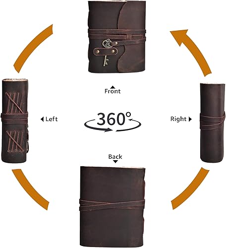 Miniatura 21 de Leather Village Diario, diseño de época, de cuero, unisex, papel tipo antiguo hecho a mano, cierre de llave estilo antiguo, libro de sombras, Verde