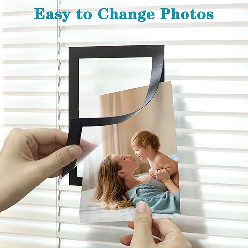 Miniatura 4 de CRUGLA Paquete de 30 marcos magnéticos de 4 x 6 pulgadas, juego de marcos de fotos autoadhesivos para fotos de 4 x 6 pulgadas, refrigerador,