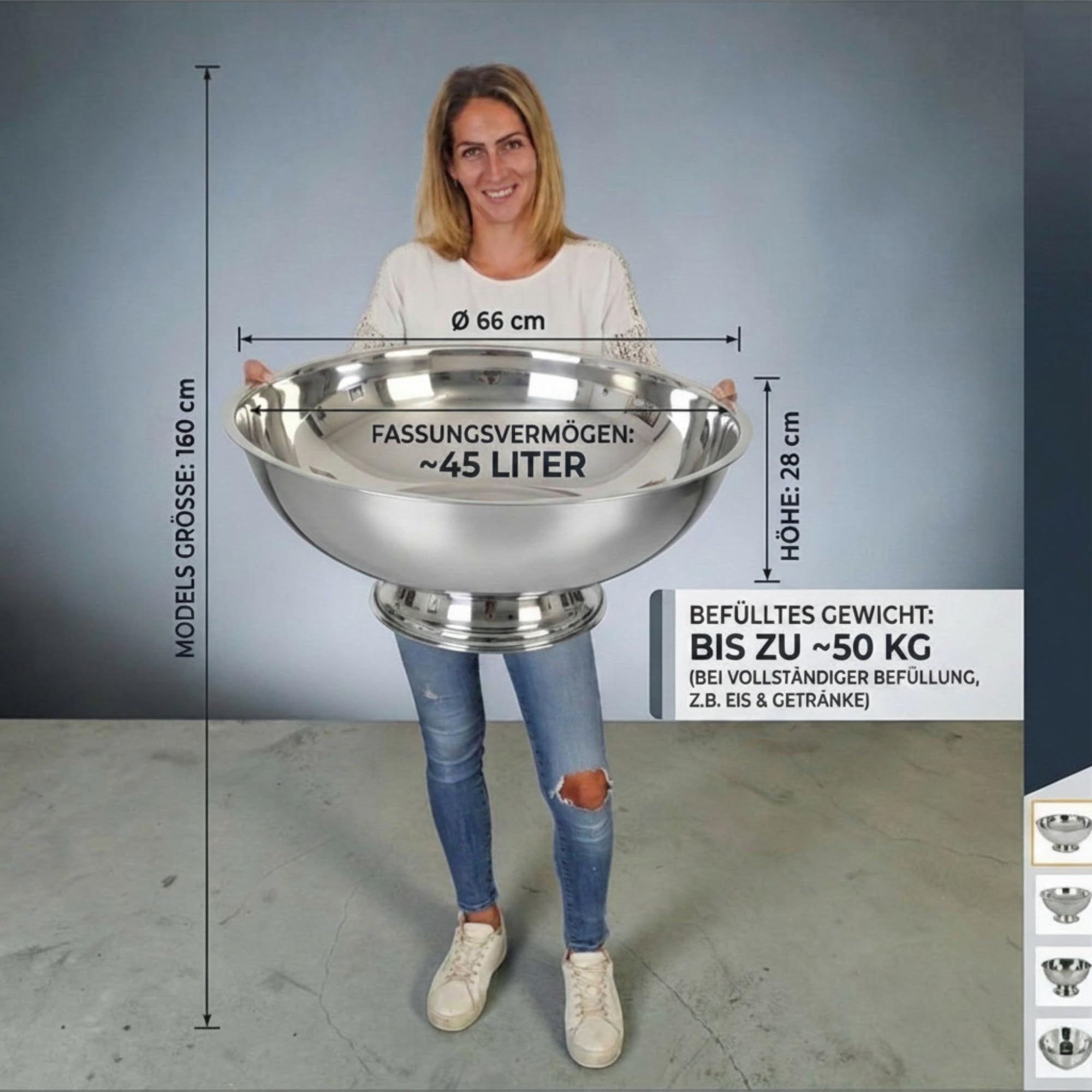 Maximus | Imperiale Edelstahl-XXXL Bowl | Spiegelpolierte Getränkekühler-Bowl | Gigantische Ø 66 cm | Für Champagner, Wein & Bier | Das ganz dicke Ding für Grillpartys, Events & Galas