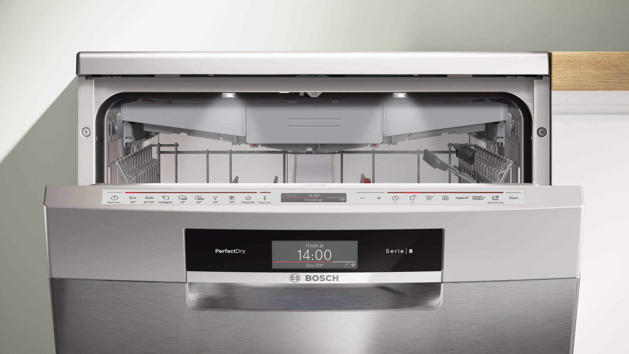 Bosch SMS8TCI04E Serie 8, Geschirrspüler Freistehend 60 cm, Made in Germany, Besteckschublade, PerfectDry - extra trockenes Geschirr, Smart Start, Starke Reinigung, Gebürsteter Stahl Anti-Fingerprint