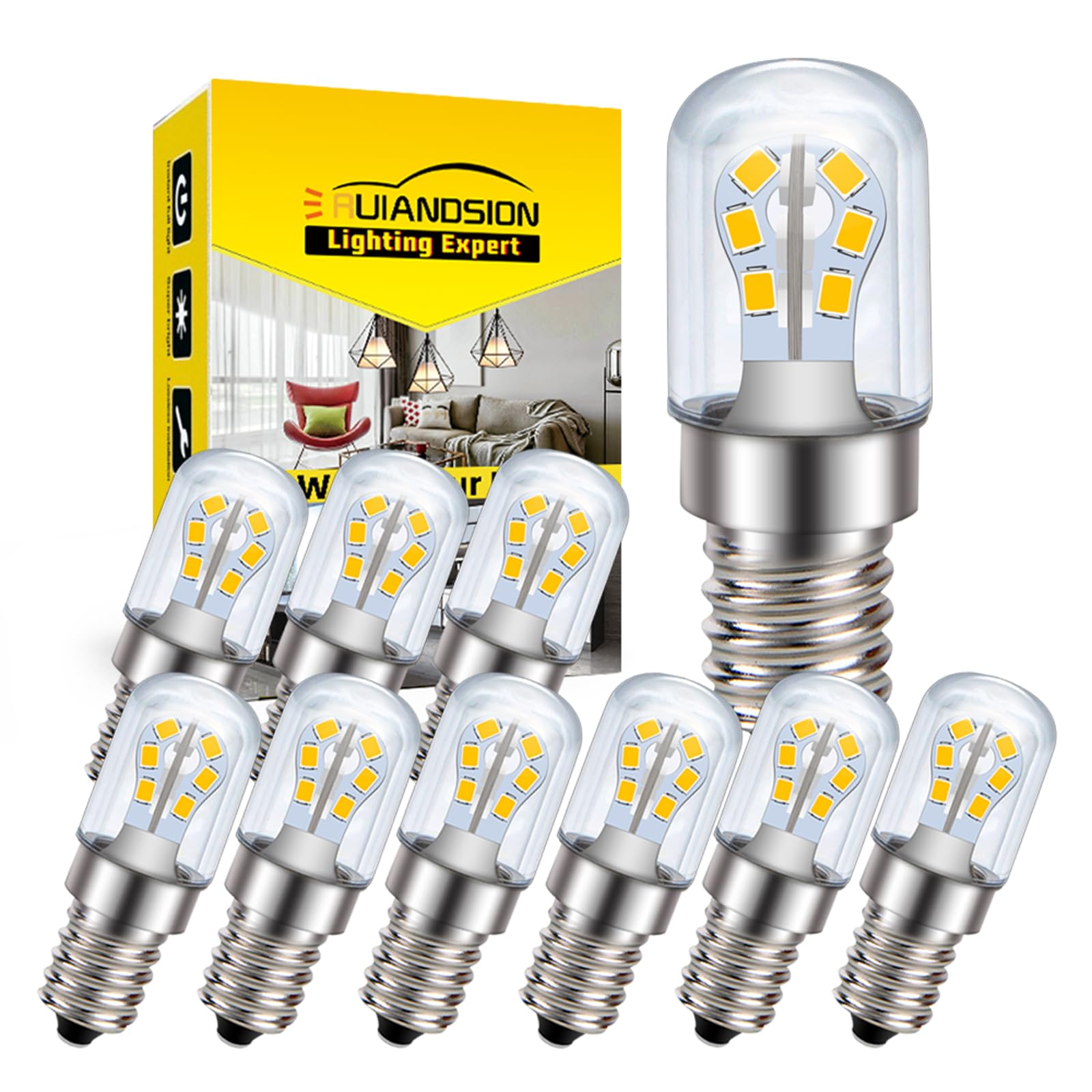 Ruiandsion 10 PCS E14 AC/DC 24V LED Light Bulb T18S 2W 1200 Lumen Small Edison Screw SES LED Bulb Warm White for RV Camper Marine, Boat, Solar Power Lamp