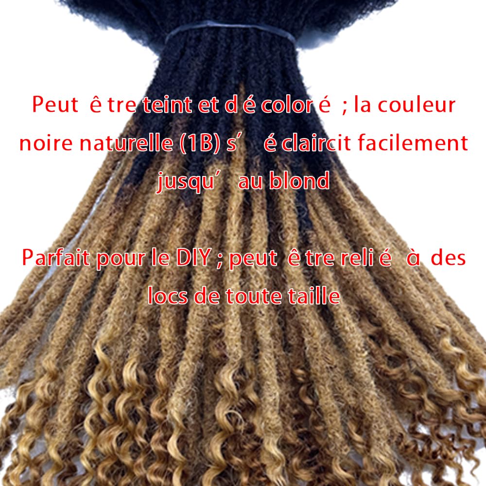 100% Afro Kinky Bulk Cheveux Humains pour Dreadlocks - 4 Pièces Texture 4C, 30g/pièce, Noir Naturel - Réparation & Création de Locks (20,3 cm)