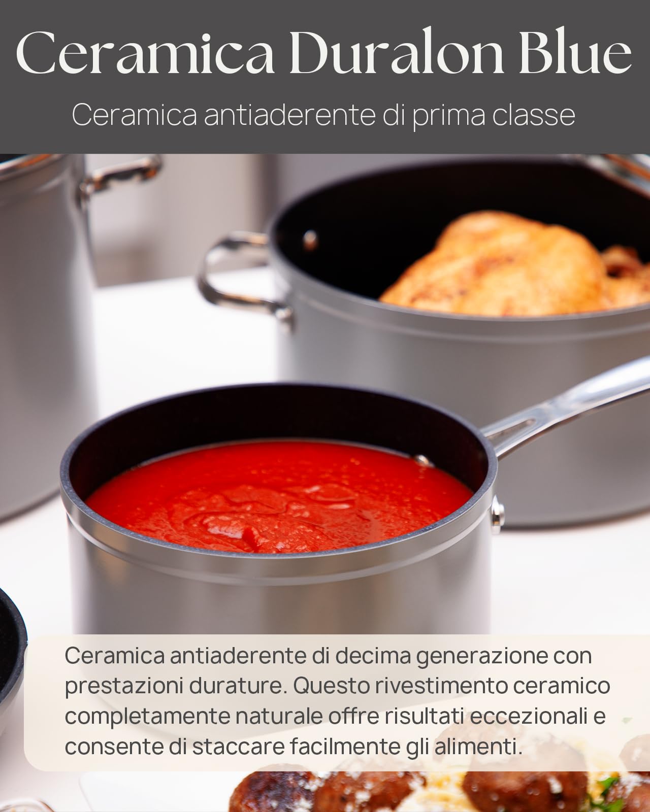 Nuwave Pentola da 7,6 litri in Ceramica Antiaderente Duralon Blue in Grigio, Priva di PFAS, Compatibile con Induzione e Forno, Lavabile in Lavastoviglie, Manici Freschi e Resistente ai Graffi