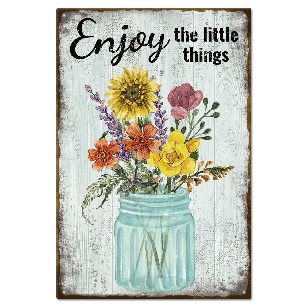 GLOBLELAND Letrero de metal vintage con flores y palabras divertidas para garaje, hombre, letreros personalizados de 8 x 12 pulgadas, placa de arte para decoración de pared para el hogar, cocina, bar,