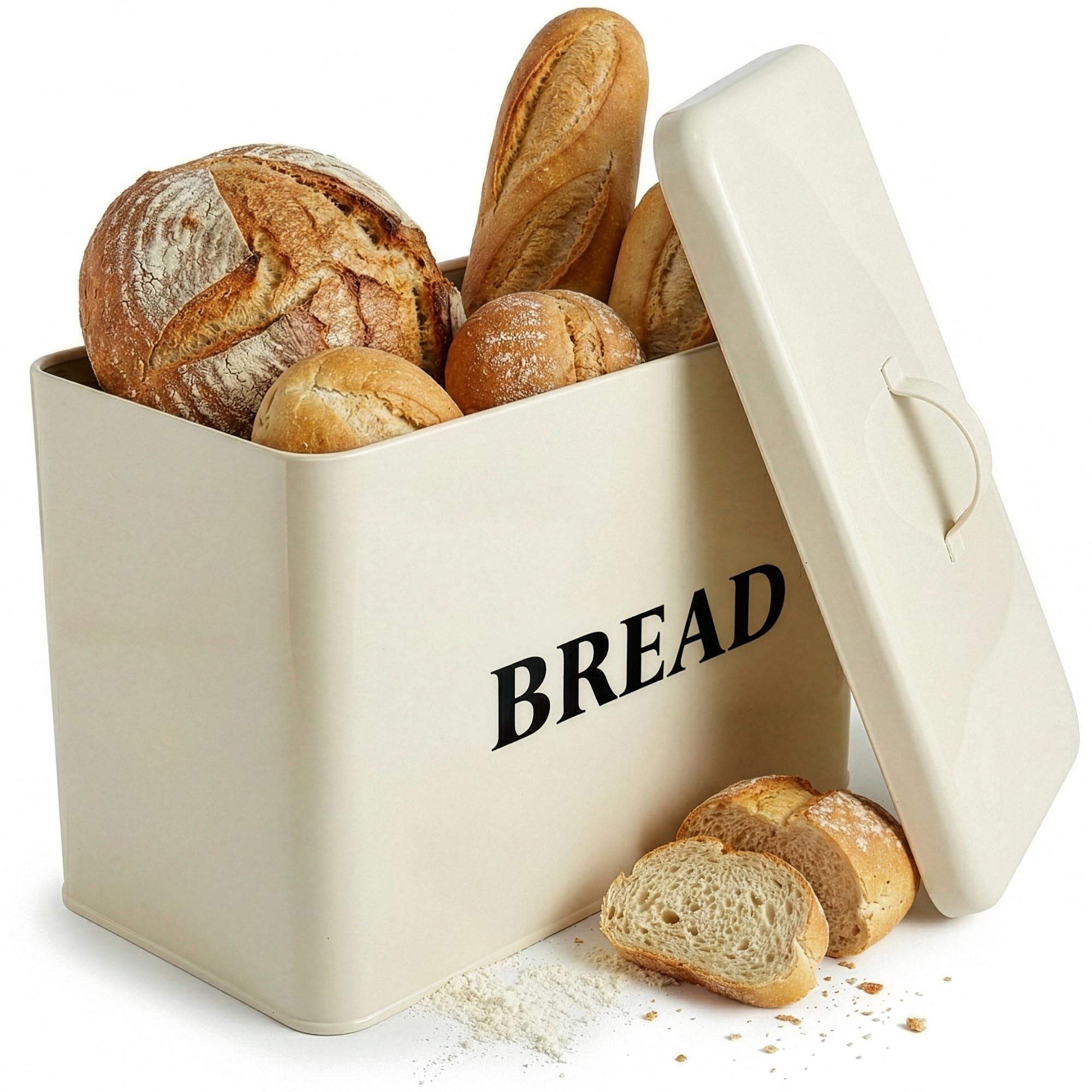 andrew james Retro Bread Bin – Large Bread Box for Kitchen Countertop, Vintage Metal Bread Storage with Lid – Stylish, Durable, and Spacious Bread Keeper to Keep Your Loaves, Buns & Pastries Fresh