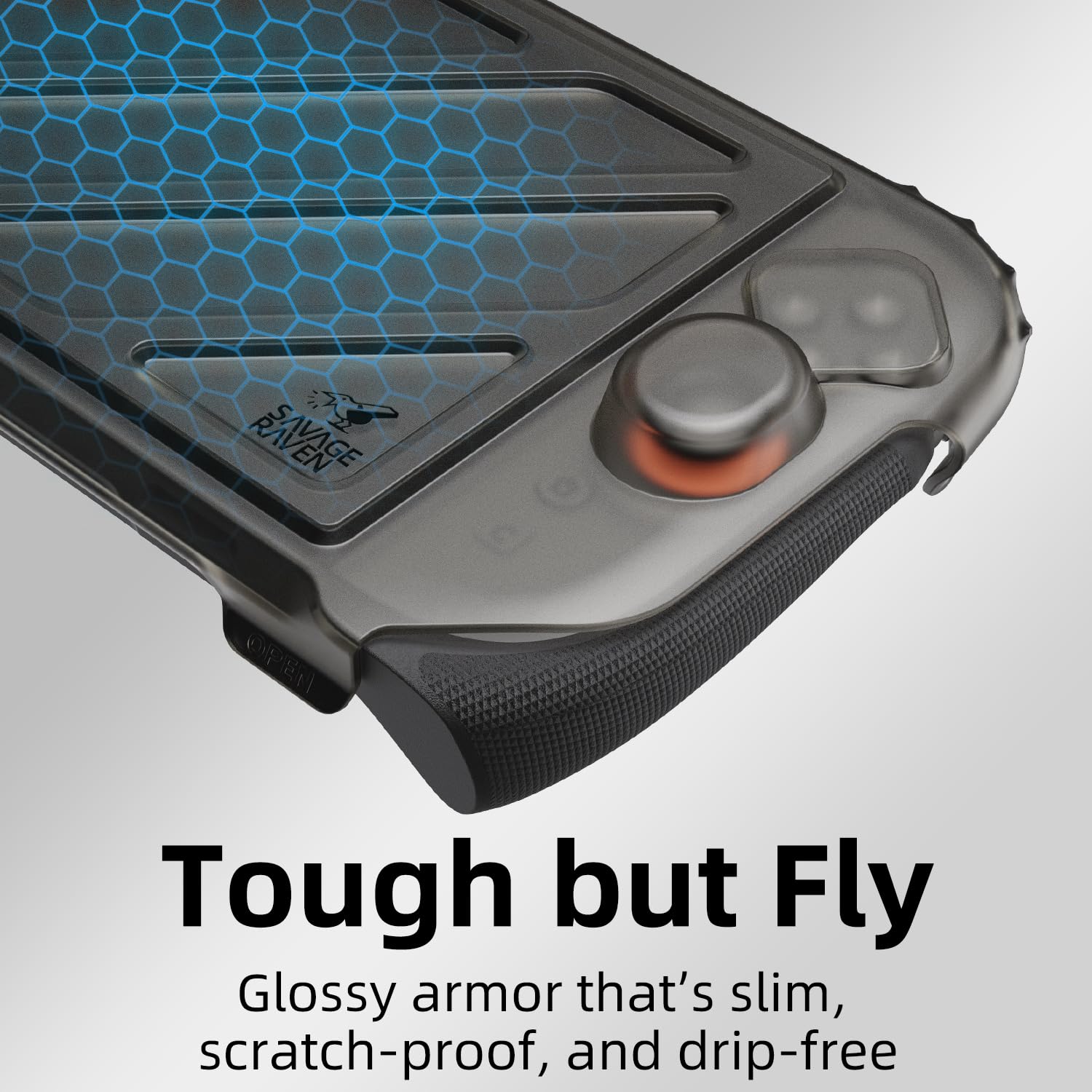Savage Raven by Skull & Co. StandGrip Front Cover Bundle for Nintendo Switch 2: Protective Case with Textured Grips Full Protection and Hard-Shell Front Cover Handheld Design - Smoky Black
