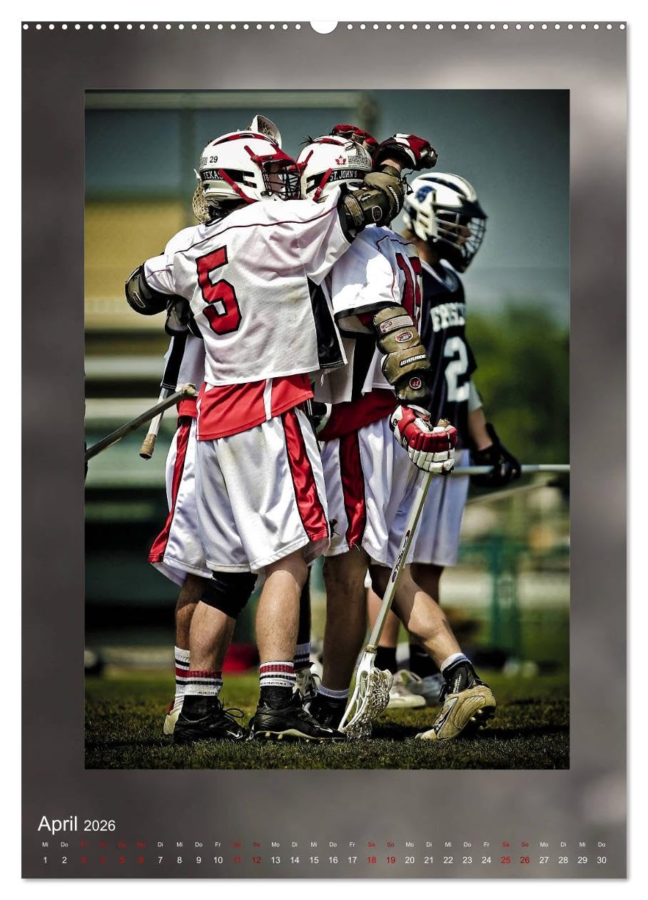Teamsport - LACROSSE (Wandkalender 2026 DIN A2 hoch), CALVENDO Monatskalender: Aufregende Spielszenen aus der Welt des Lacrosse (CALVENDO Sport)