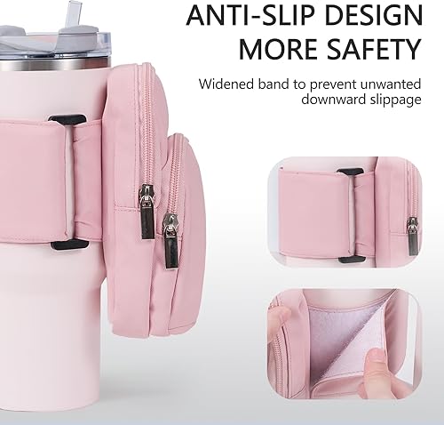 Miniatura 5 de SUITMAT Water Bottle Pouch for Stanley Quencher Series Tumbler, Large Pouch Bag for Stanley Cup Accessories, Cup Backpack with Multiple Pockets for