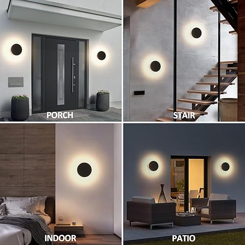 Miniatura 4 de Paquete de 2 lámparas LED de pared para interiores y exteriores, apliques de pared modernos, mini apliques de pared para exteriores, aluminio