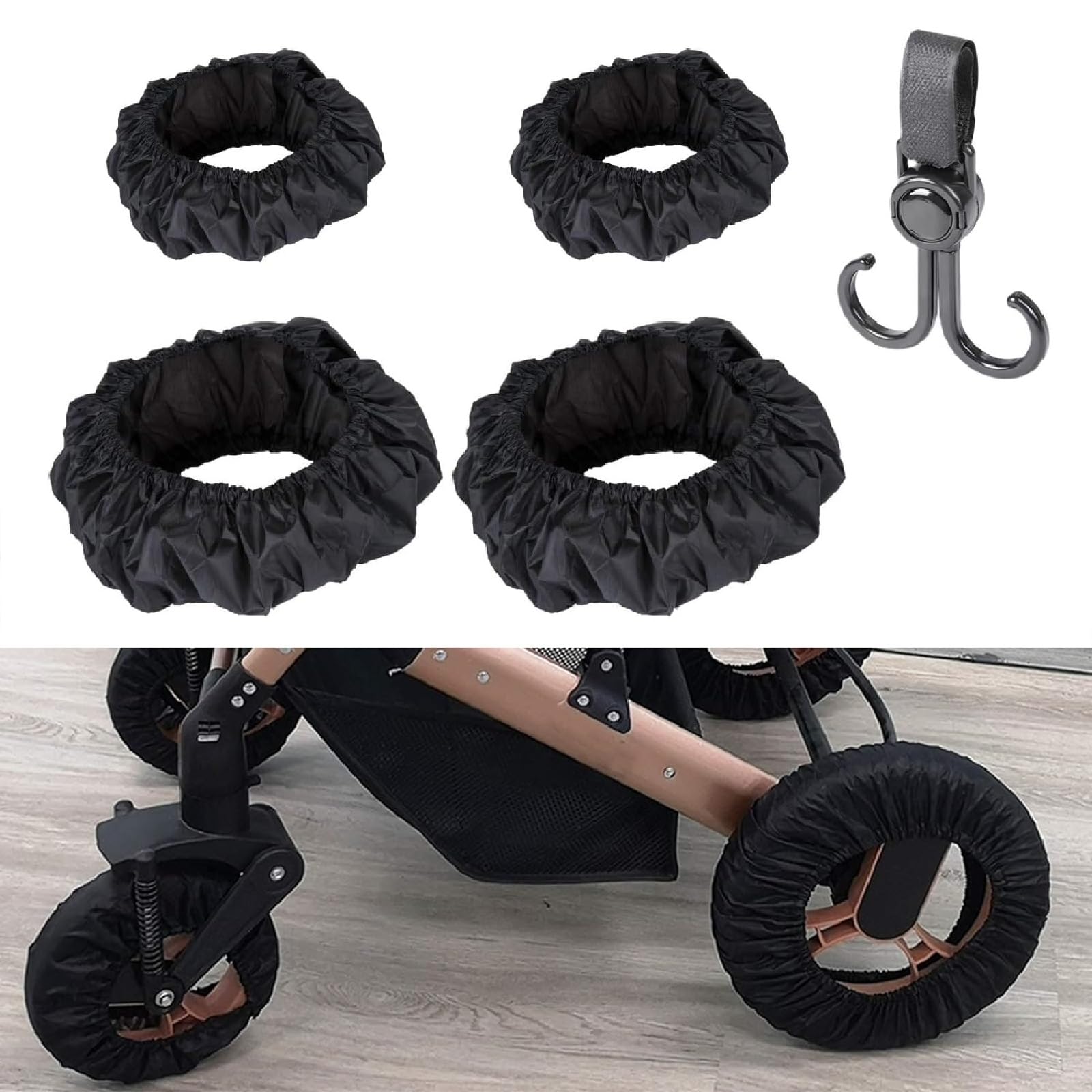Copriruota per Passeggino,Coperture di Protezione Ruote Antipolvere,Passeggino Coprigambe Antipolvere,4PC Copriruote per Sedie a Rotelle Accessori per Passeggino