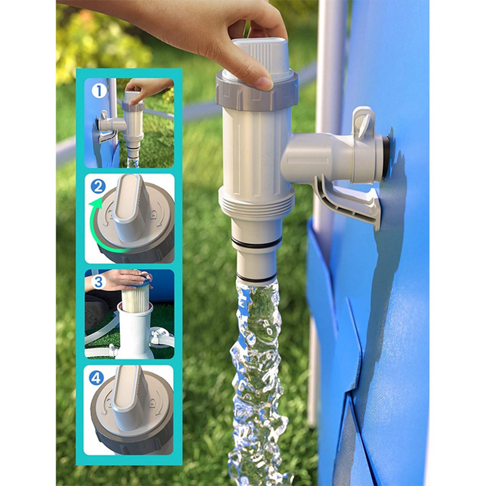 Lot de 4 adaptateurs de tuyau de piscine, pièces de rechange pour tuyau de piscine et valve à piston pour piscine hors sol