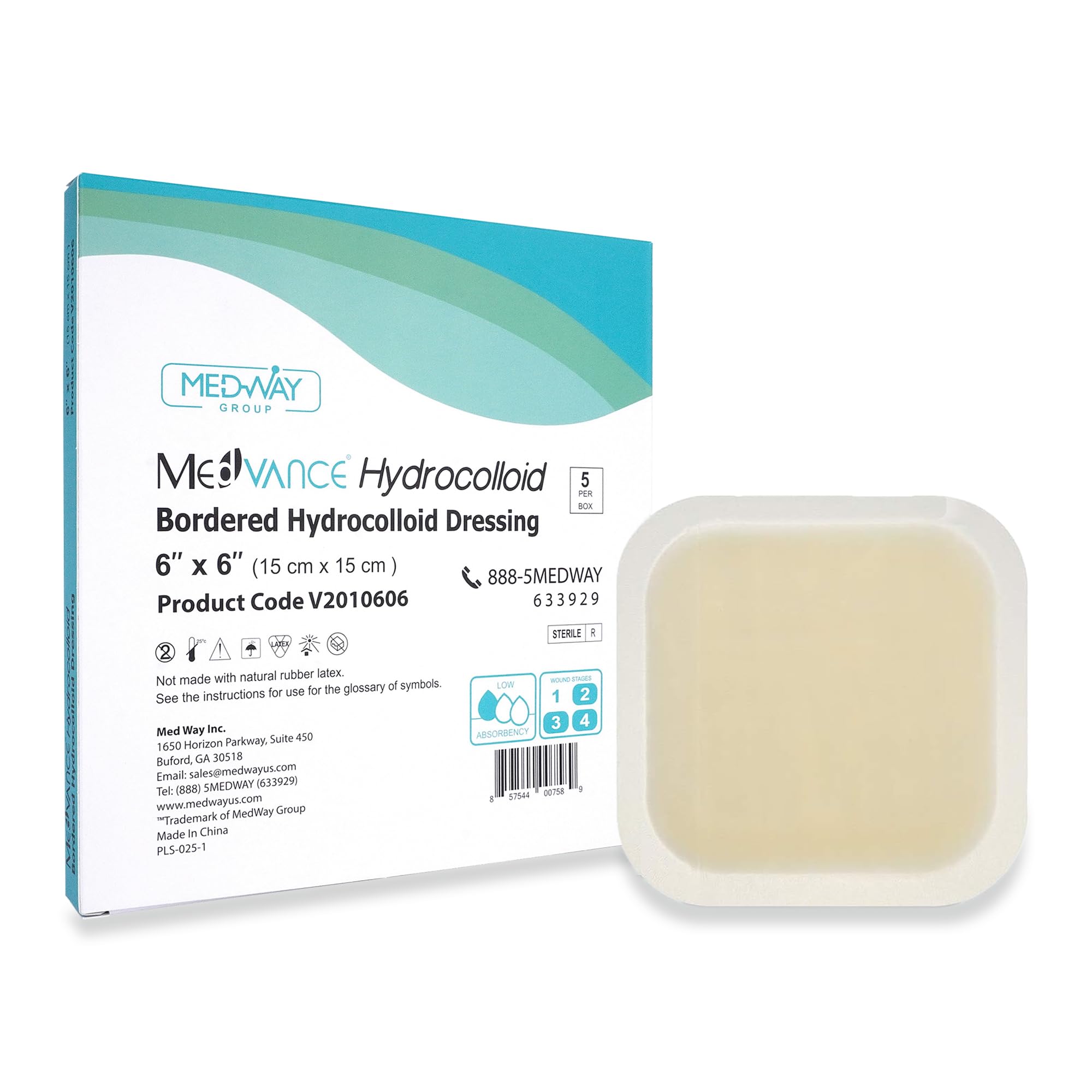 MedVance Hydrocolloid – Bordered Hydrocolloid Adhesive Dressing, 6"x6" Box of 5 DRESSINGS