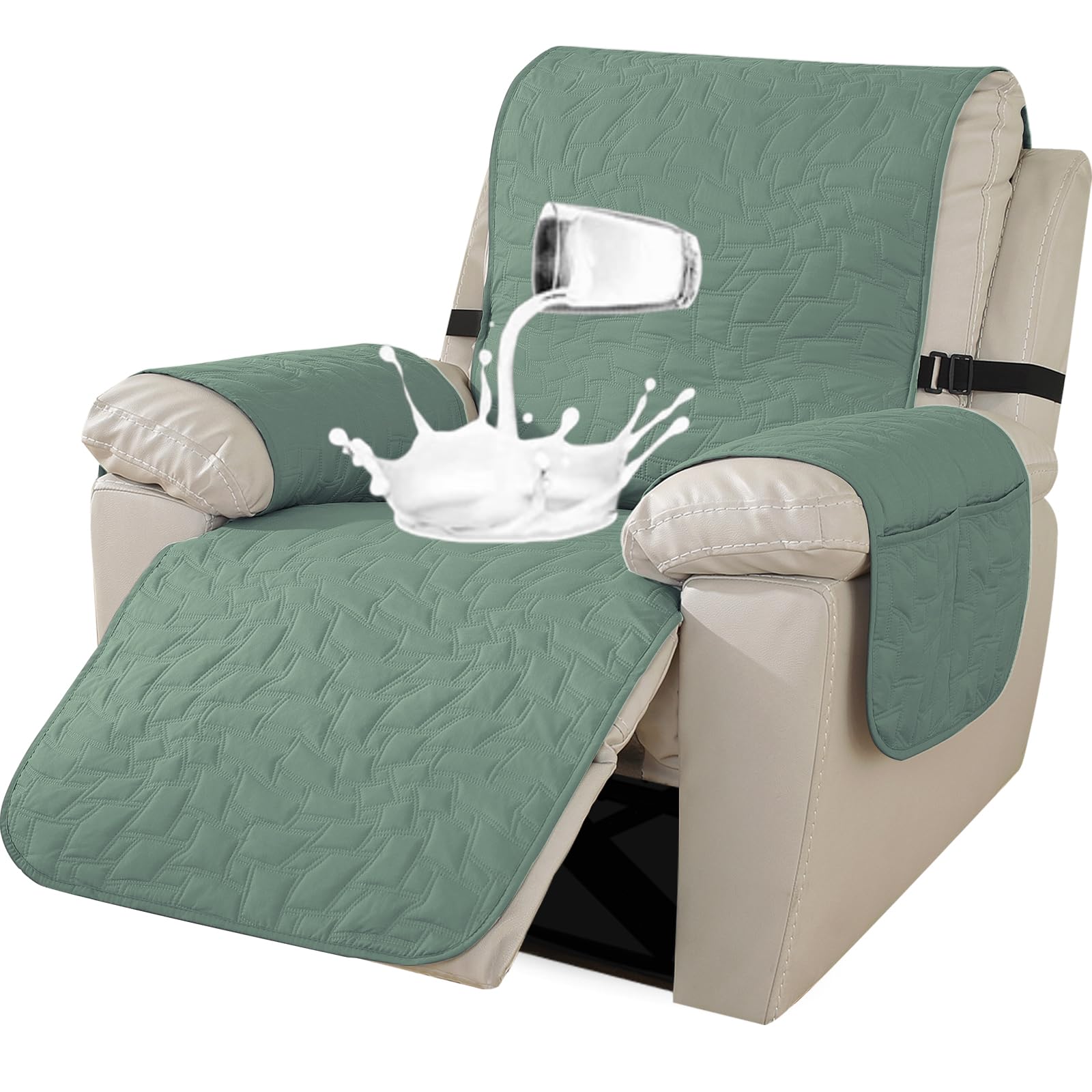 Ystyle Funda Sillon Relax Reclinable 1 Plaza, Funda Sofa Relax 1 Plaza Reclinable, Funda Butaca con Banda EláStica con Bolsillos Laterales, Antimanchas y Antiarañazos (1 Asiento-X, Verde Claro) Global Recycled Standard Global Recycled Standard Global Recycled Standard