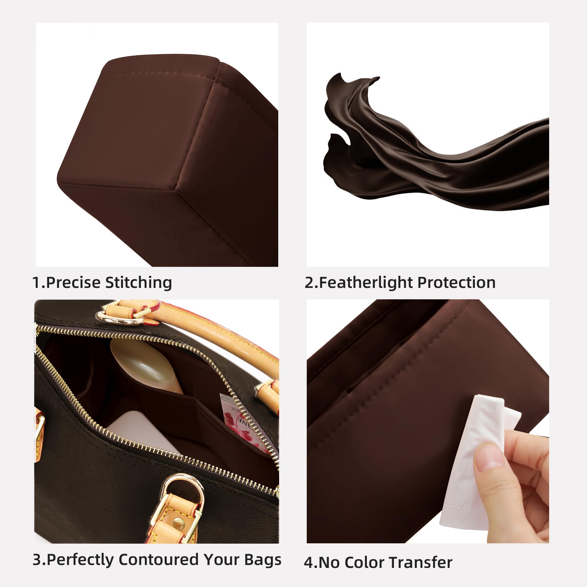 DGAZ Satin Innenfutter für Speedy 30, Taschen Einlage, Global Brown