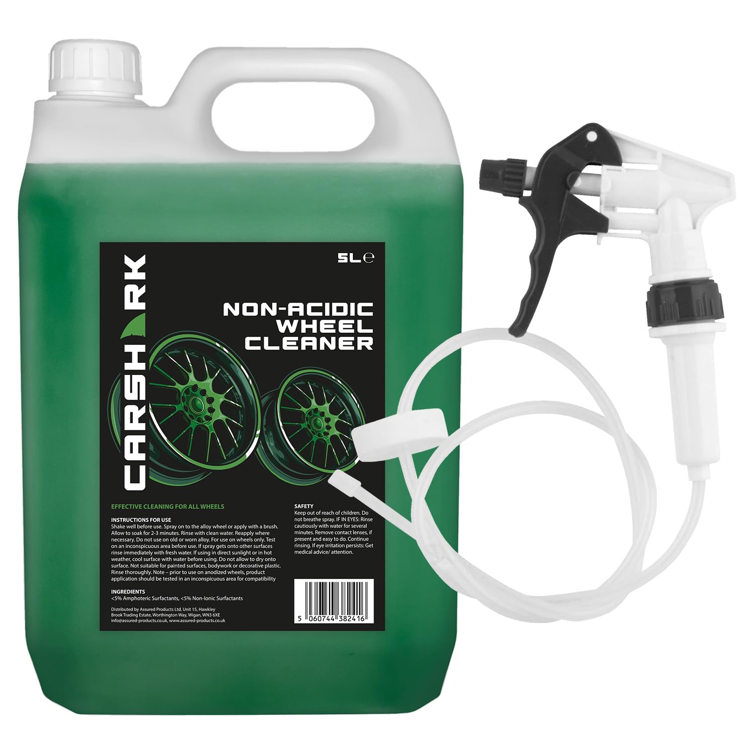 Non Acidic Wheel Cleaner 5 Litre with Long Hose Trigger, Heavy Duty Formula