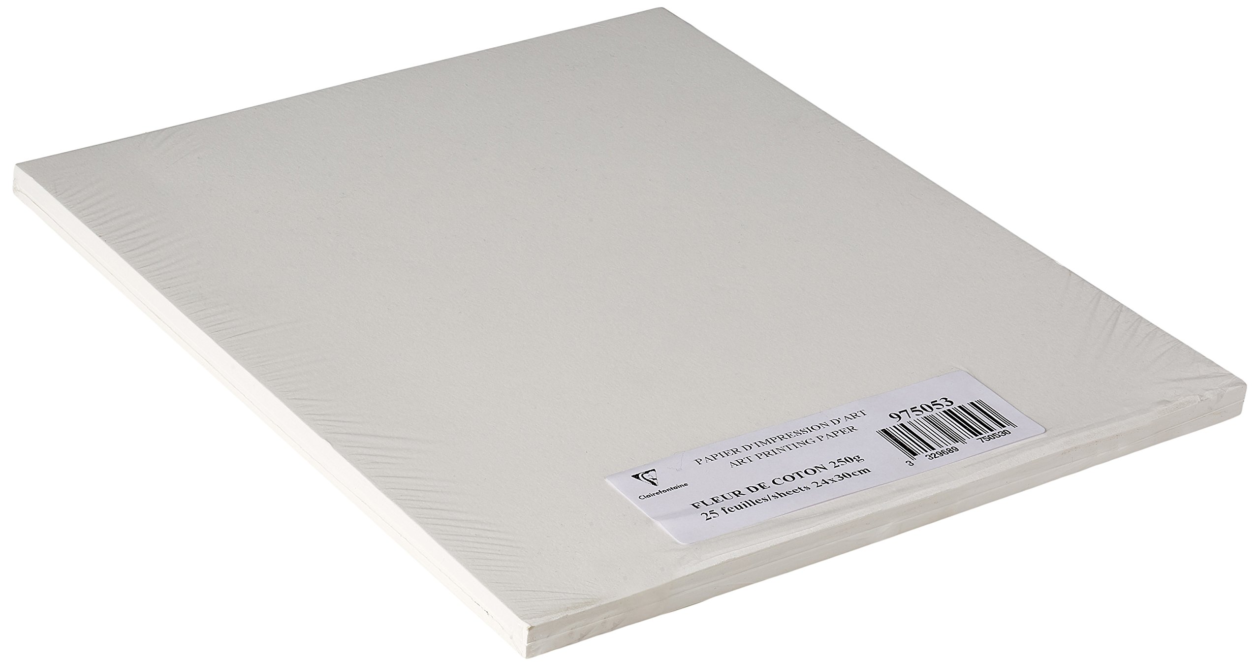 Clairefontaine 975053C - Un paquet de papier dessin Fleur de coton 25 feuilles 24x30 cm 250g, Blanc