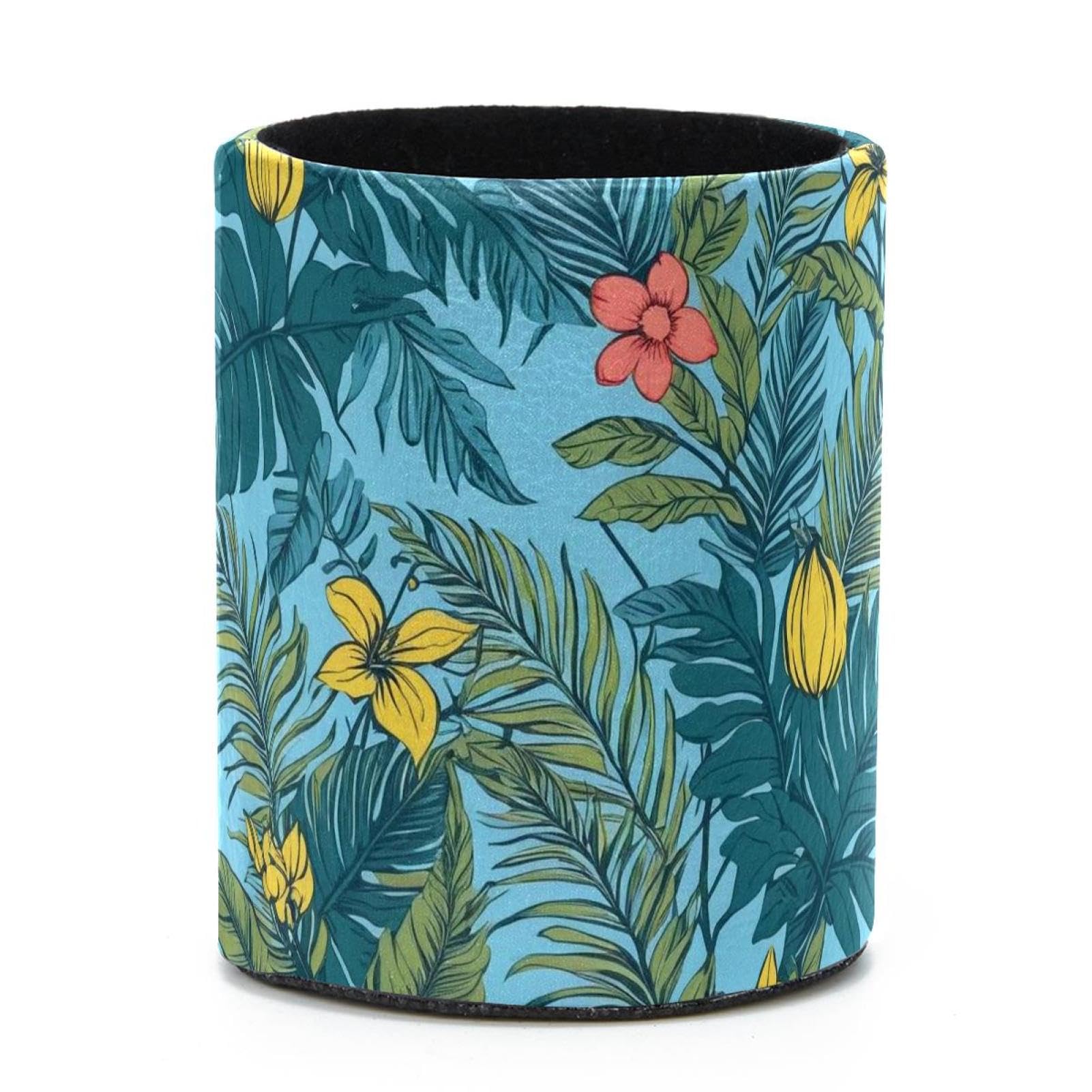 VAPOKF Round Pencil Holders for Desk, Artistic Leaves Pen Holders Pen Pot Makeup Brushes Storage Desktop Stationery Supplies Organiser for Home Office