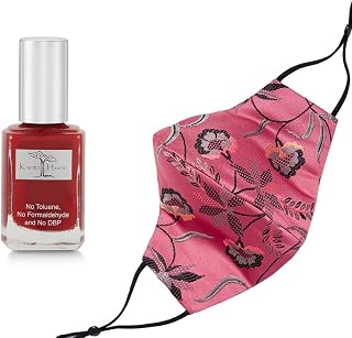 Karma Naturals Nail Polish - Non-Toxic with Matching Fashion Face Mask Breathable Washable Reusable Face Cover for Men & Women (Garden Party Mask)