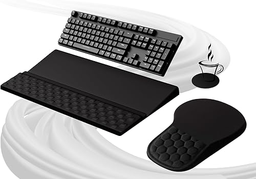 Miniatura 10 de Ospelelf Almohadilla Ergonómica para Mouse y Soporte con Reposamuñecas para Teclado, Comodidad de Espuma Viscoelástica, Alivio del Dolor para Flores