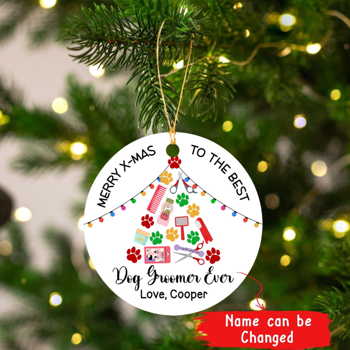 Cenluxy Personalized Dog Groomer Ornament 2025 Christmas, Custom Name, Dog Grooming Ornament, Xmas Tree Decoration