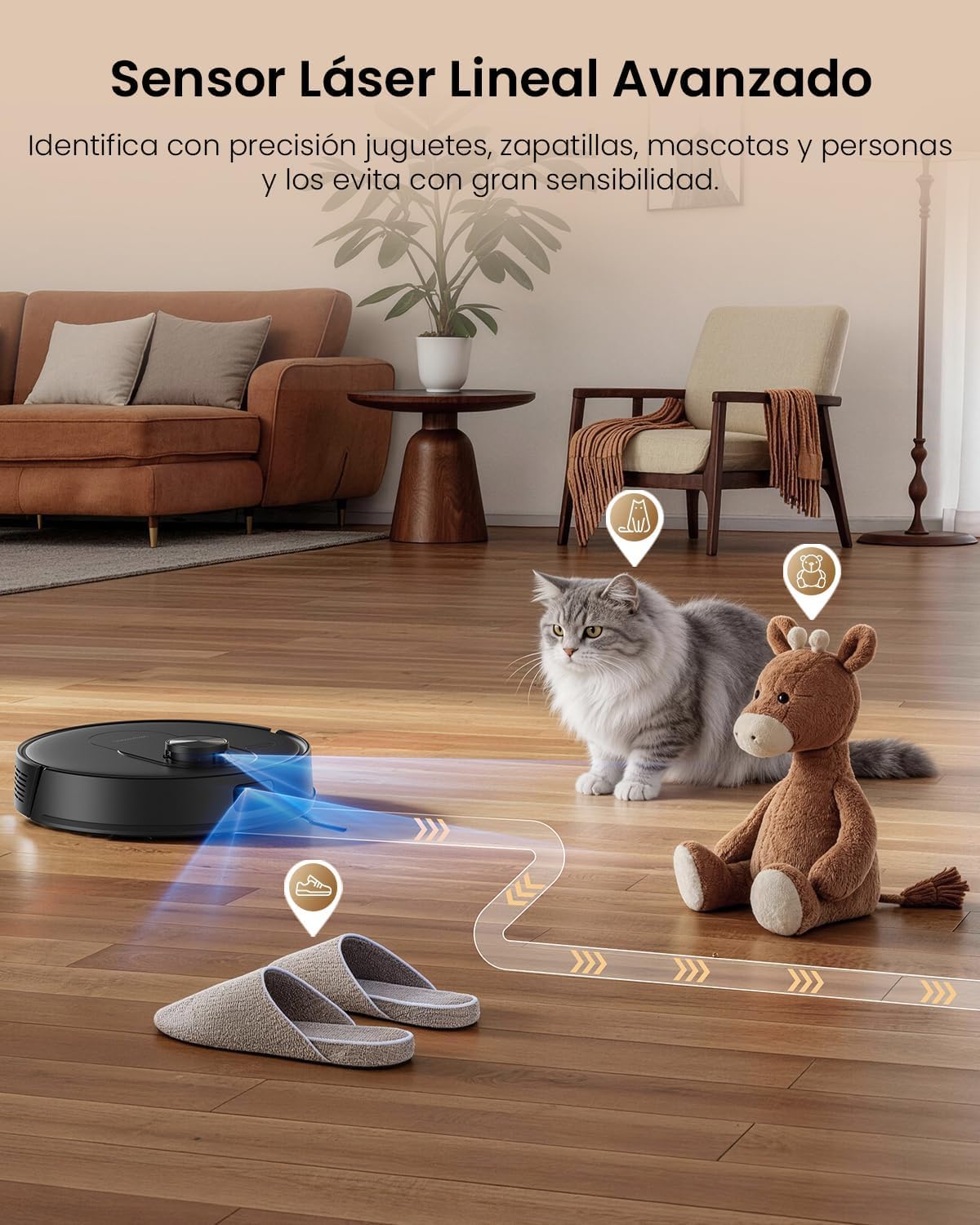 Proscenic Q8 MAX+ Robot Aspirador y Fregasuelos Potente 8000Pa/200 Min, con Navegación LDS y Auto-Evasión de Obstáculos, 3L Base de Autovaciado, por App/Remoto/Voz, Moqueta/Pelo de Mascotas/Suelos