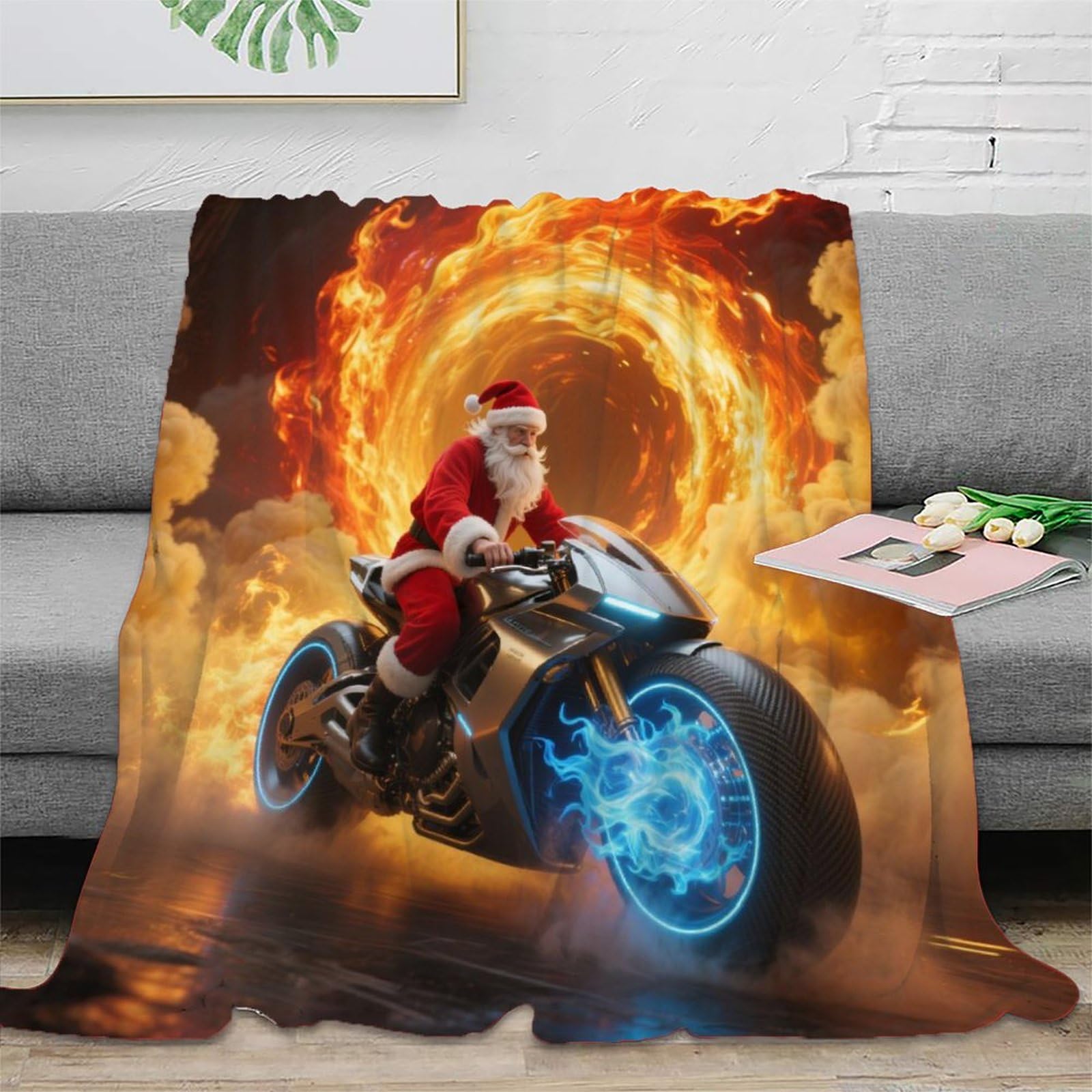 Coperta natalizia con stampa 3D di Babbo Natale, in pile, per adulti, bambini e adulti, 180 x 200 cm