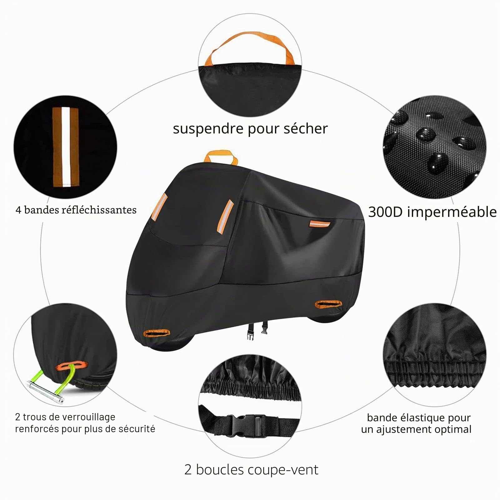 Housse de Moto pour Piaggio MP3 500, Oxford Tissu Imperméable Protection Solaire Anti-Poussière Antidéchirure Housse de Moteur, Intérieur Ourdoor Protection Accesorios