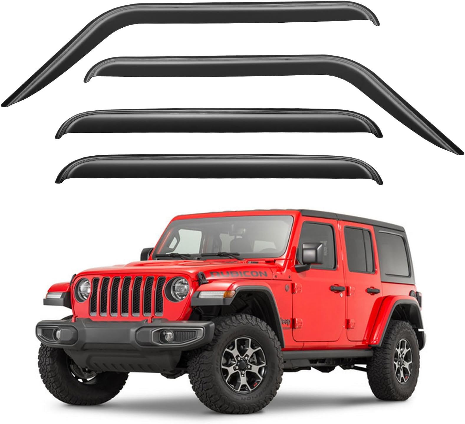 YQAUTEC Window Visors Rain Guards Shield for 2018-2023 Jeep Wrangler JL, Window Wind Deflectors Vent Shades for 20-23 Jeep Gladiator, YD-265