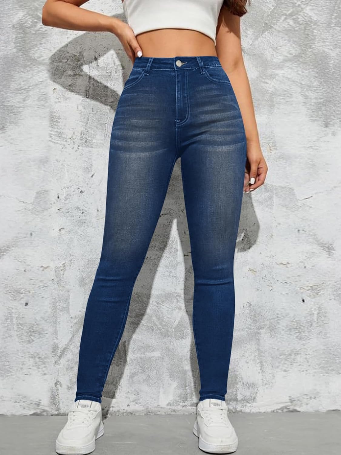 Women's Denim Pants Classic Stretch Skinny Shaping Mid Rise Work Jeans(Pack of 2) - Image 4