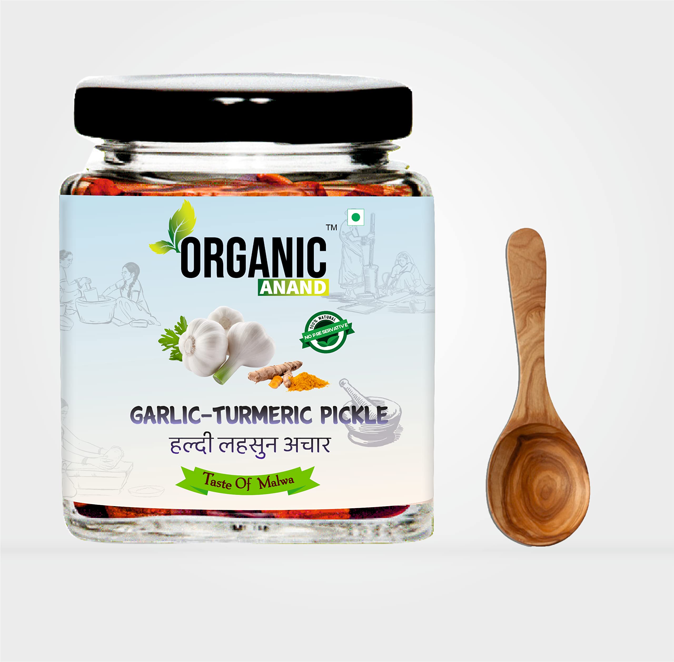 Organic Anand Homemade Garlic Turmeric Pickle 250 gm Kachi Haldi and Lahsoon/Lassan/Lahsun Ka Achaar with Neemwood Spoon Flavourful, Delicious, Traditional Taste (Pack of 1) (B09TKMMYTQ) Amazon Price History, Amazon Price Tracker