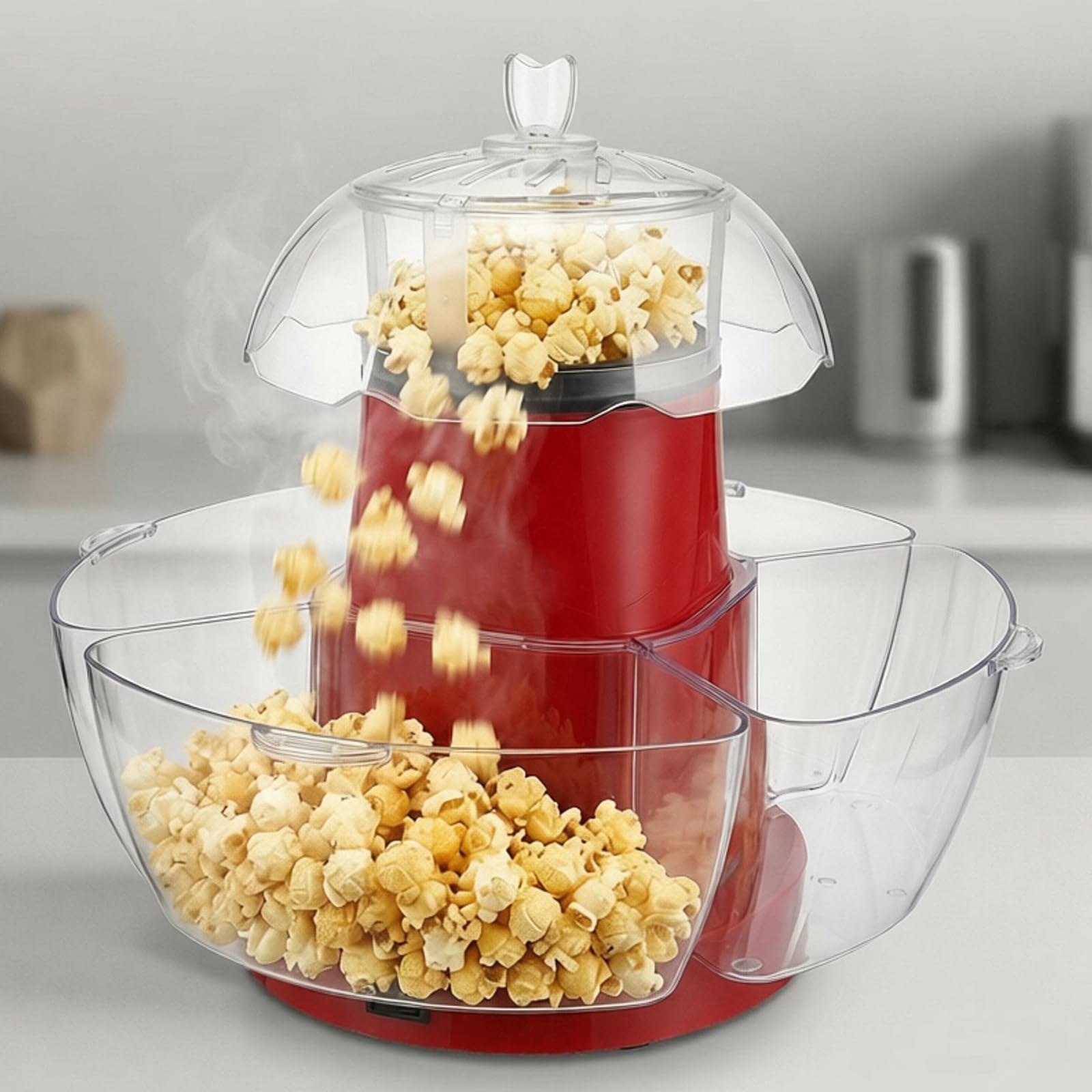 Eoweiot DIY Popcorn Maker, Popcorn Poppers with On/Off Switch & Removable Serving Bowl, 60g Large Capacity, for Home, Party, Movie Nights