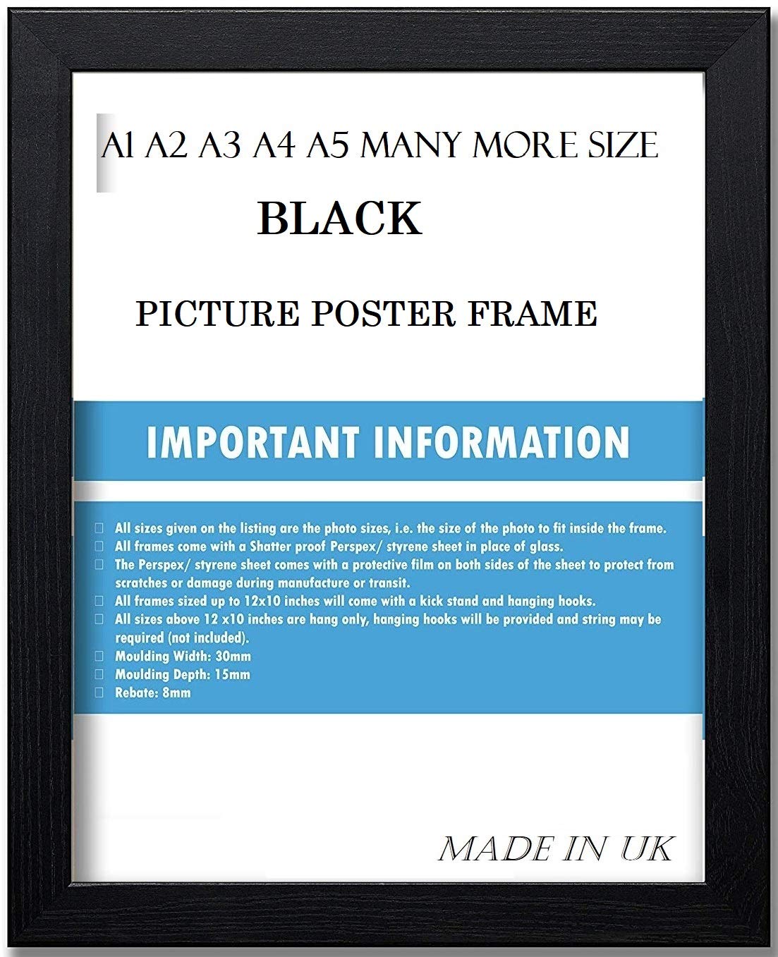 Ob2h Black A1 A2 A3 A4 A5 Picture,Poster Frames (, A3(420 X 297 Mm)