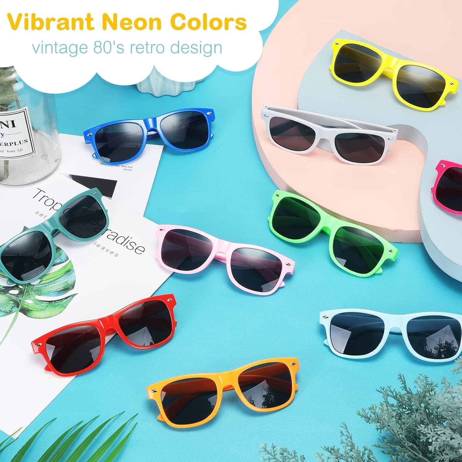 Kids Sunglasses Bulk, 60 Pack Neon Party Sunglasses, 80's Style, 10 Colors, Universal Size, Unisex, Birthday Party Favors - Image 5