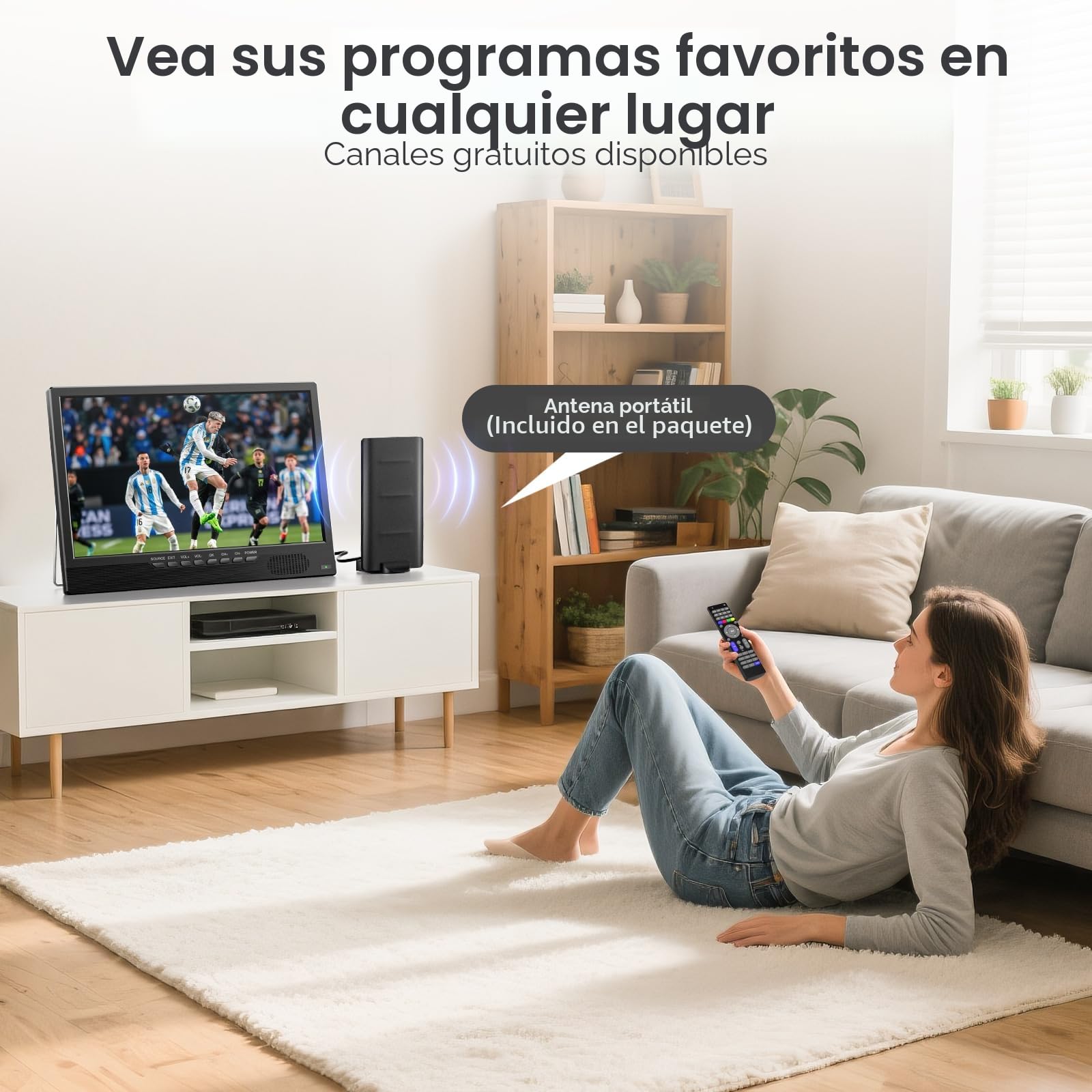 Smart TV Android de 18 pulgadas, Desobry Televisor portátil pequeño con DVB-T2 y antena, entradas HDMI AV y USB, 12V TV ideal para autocaravanas, dormitorios, cocinas, campings y vehículos recreativos