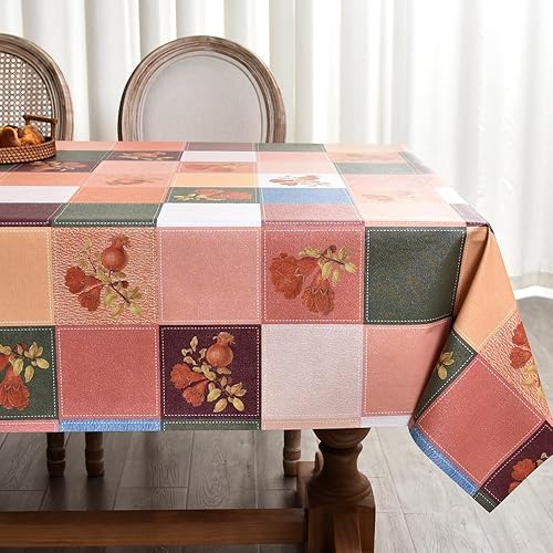 Vista 49 de Zobesta Mantel de vinilo beige para mesas rectangulares de 102 x 55 pulgadas, mantel de plástico de PVC, impermeable, mantel rectangular de vinilo