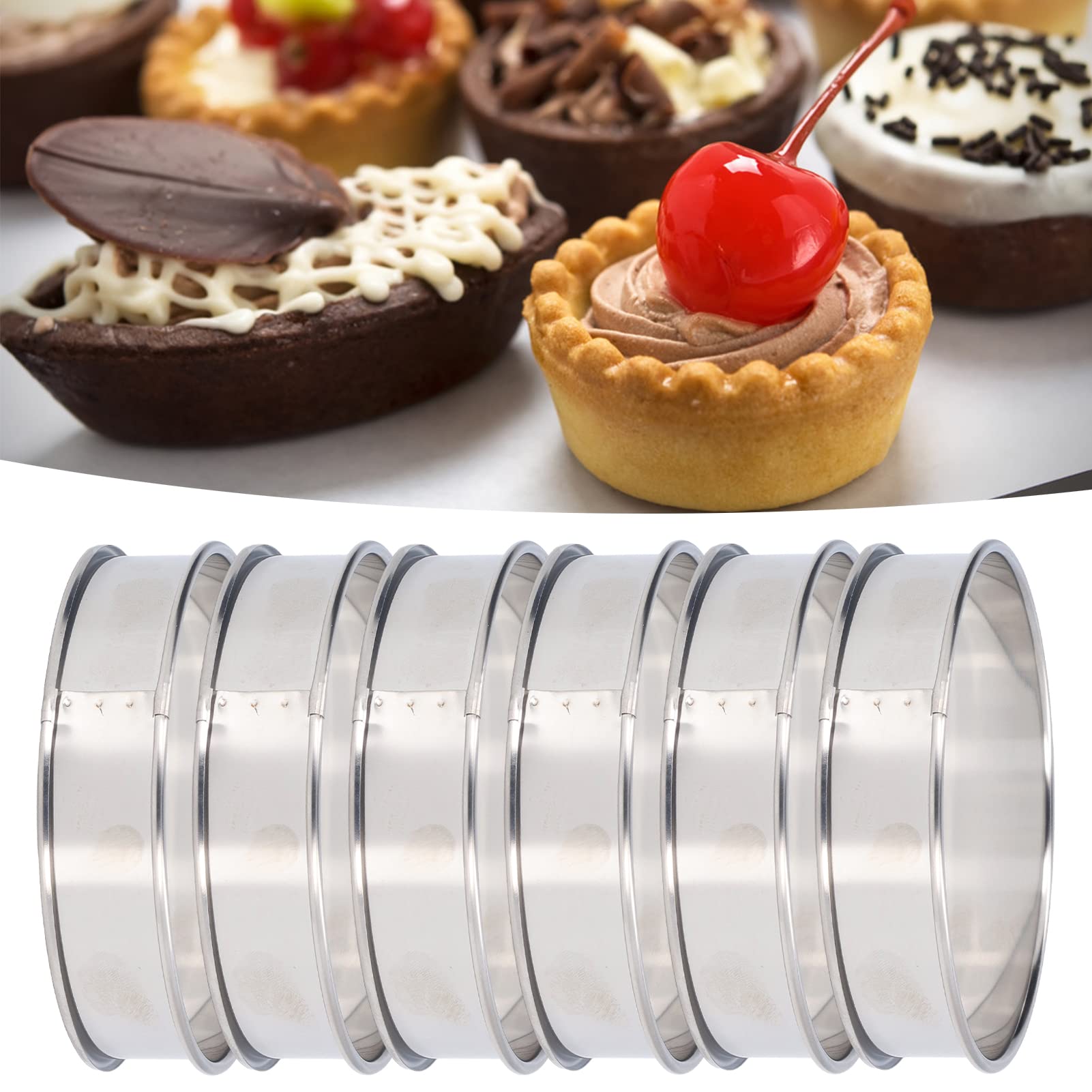 Cyrank English Muffin Rings, 6 Stainless Steel Ring Mold Crumpet Rings Tart Rings for Baking Metal Round Ring Mold Multipurpose Ring Set(10CM)