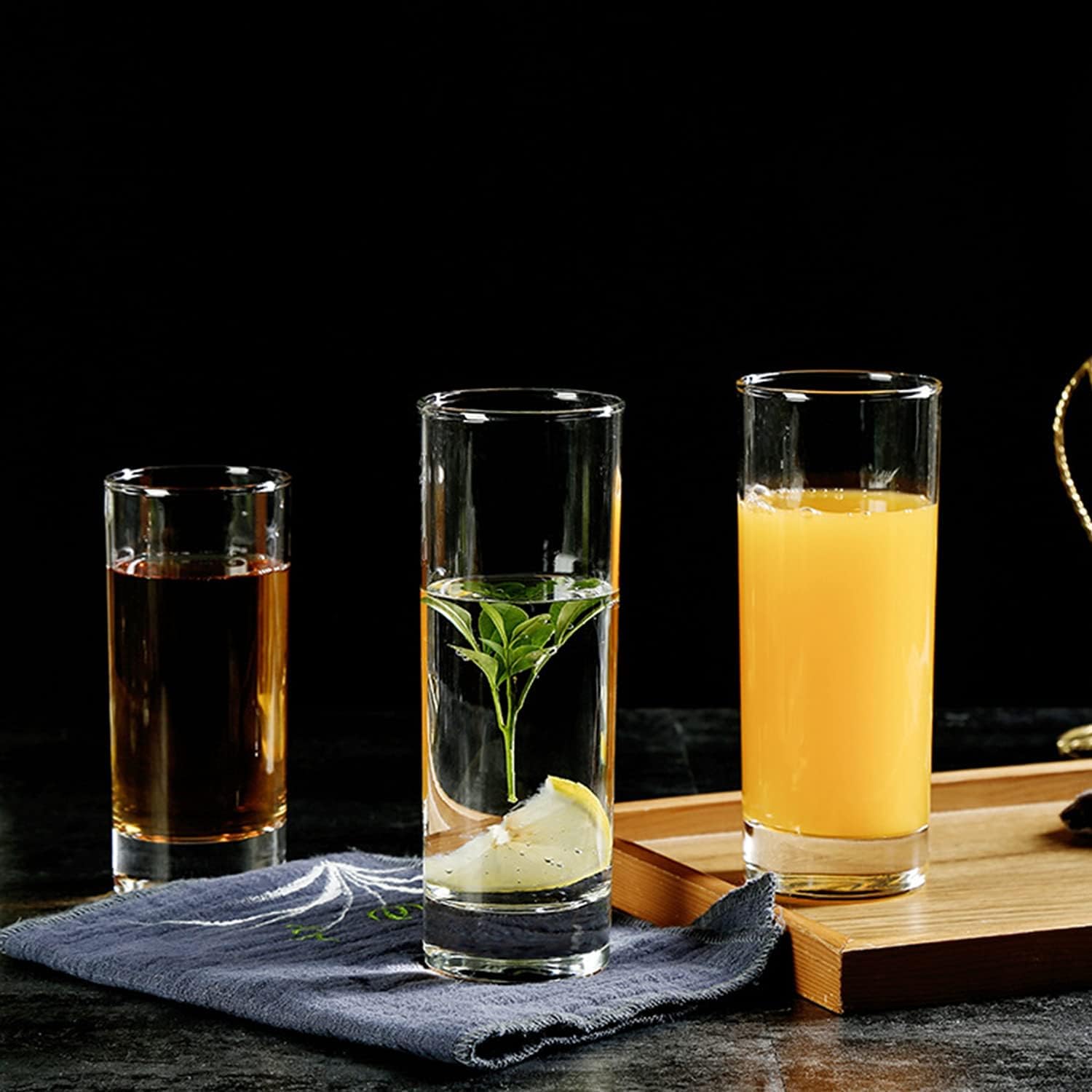 QAPPDA 10oz Highball Glasses Set of 4, Tall Tom Collins Drinking Glasses