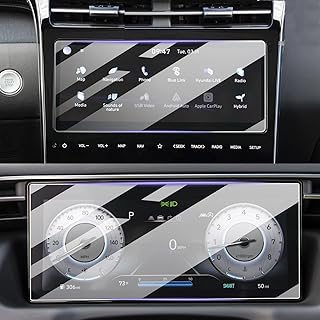 LUWU for 2022-2024 Hyundai Santa Cruz Screen Protector 10.25 Inch 2023 Santa Cruz Pickup Truck Screen Protector Tempered Glass Anti-glare Center Touchscreen 2023 Santa Cruz SE/SEL/XRT/N Line/Limited Touchscreen Protective Film 2022 2023 2024 Hyundai Santa Cruz Accessories (10.25 inch media+10.25 inch dashboard)
