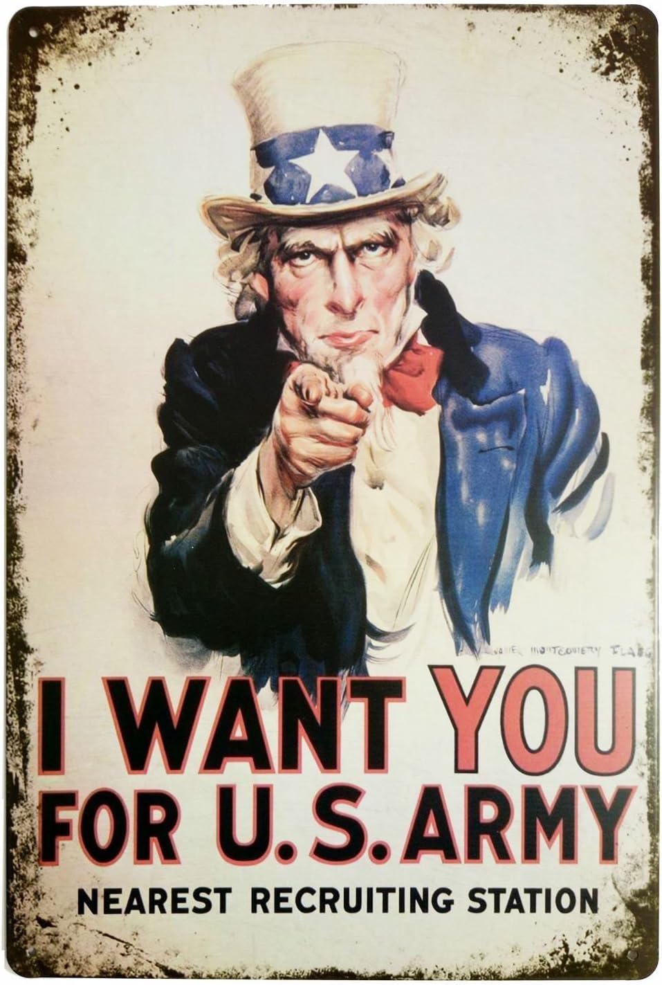 ARTCLUBI Want You for U.S. Army Metal Tin Sign, Vintage Plaque Poster Home Bar Wall Decor, 8x12 Inches
