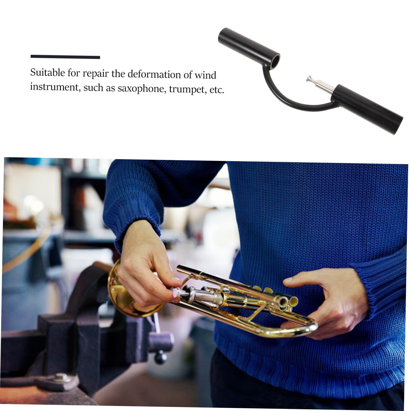 TOYANDONA Rullo in Metallo per Riparazione Deformazioni di Strumenti a Fiato, Accessorio per Sax e Tromba, Facile da Usare, Nero