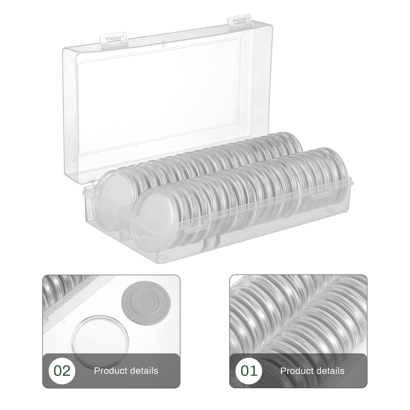 Porta Monedas con Cápsulas para Monedas de Plástico y Caja de Almacenamiento con Juntas Protectoras para Facilitar el Almacenaje Seguro