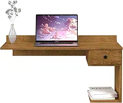 Escrivaninha Mesa De Computador Notebook Suspensa Parede Com Gaveta mdf (Freijó)